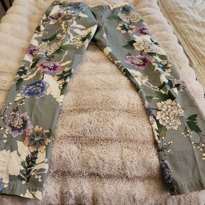 Johnny Was Floral Ankle Jeans - Green and Purple